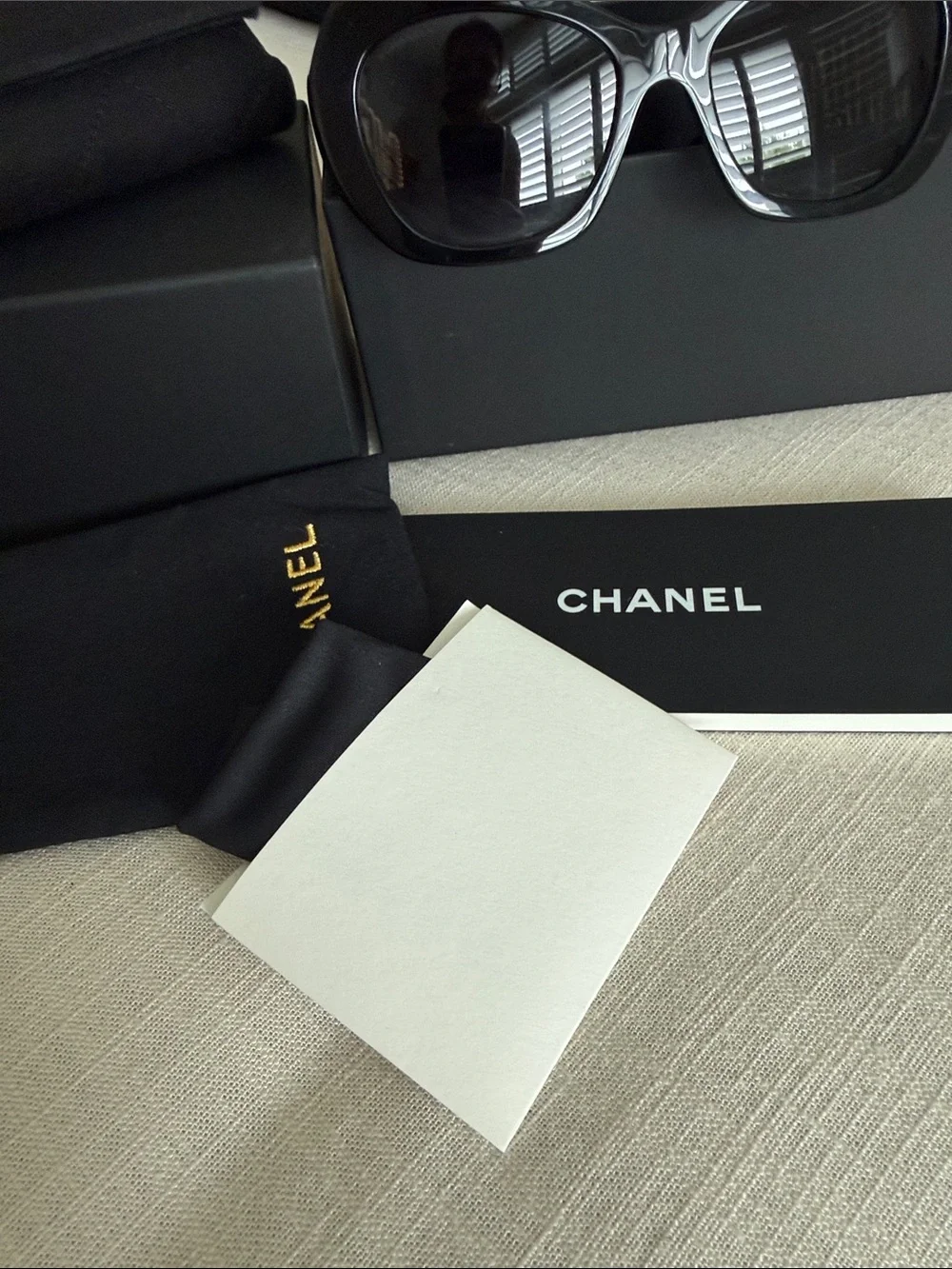 CHANEL Black Oversized Butterfly Sunglasses with Gray Gradient Lenses
